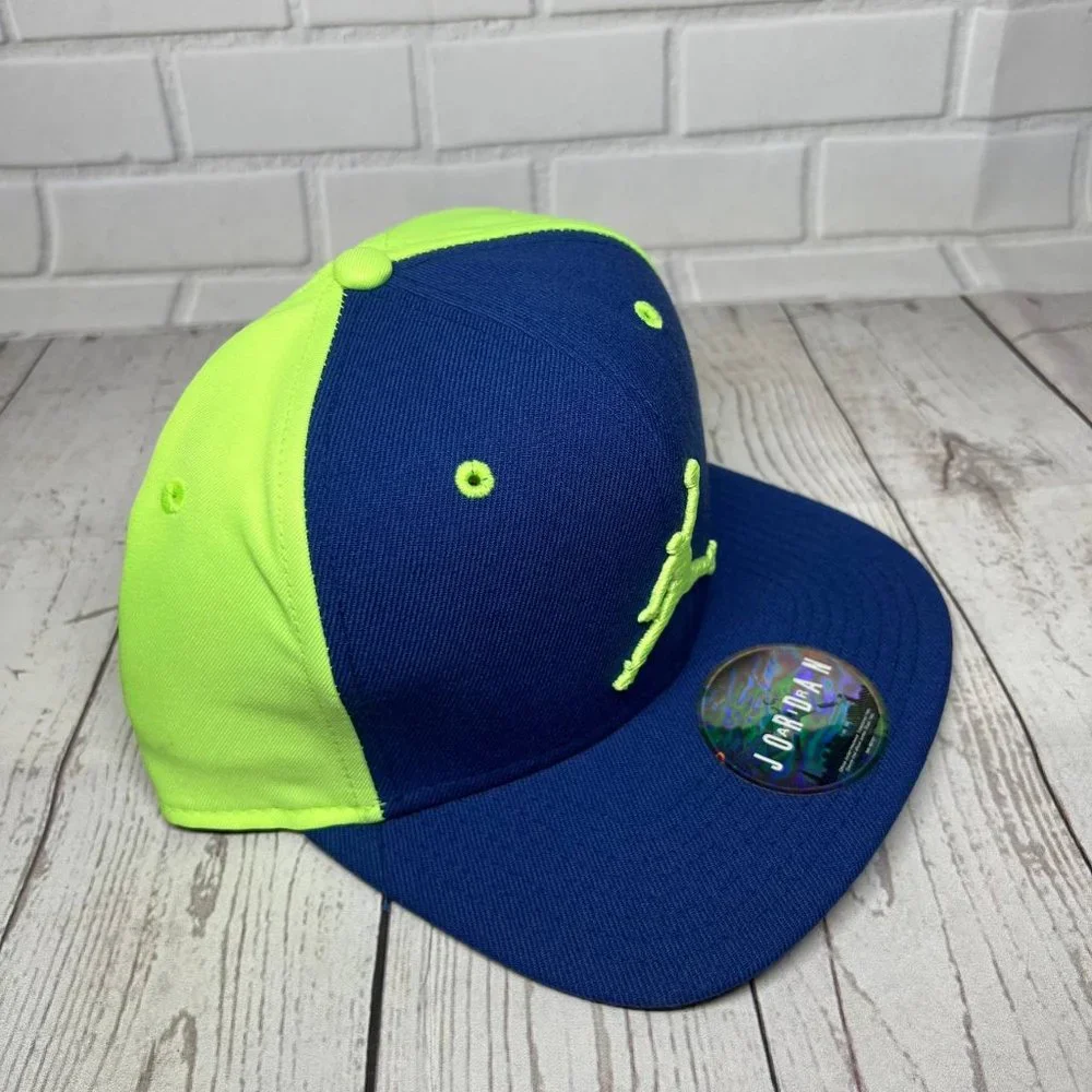 Air Jordan Blue and Lime Jumpman Hat Snapback Cap New Men‎